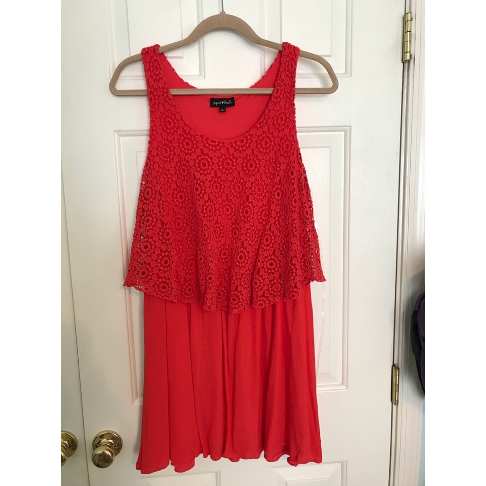 Red Dress with Lace Overlay